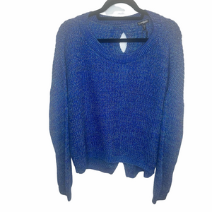 NWT Express Cutout Back Crewneck Long Sleeve Knit Blue Sweater Size Medium